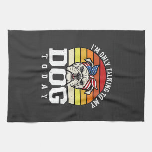 Grappige Bulldog Hond Liefhebber Retro Citaat Theedoek