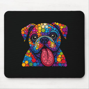 Grappige Bulldog Hondenliefhebbers Polka Dot Happy Muismat