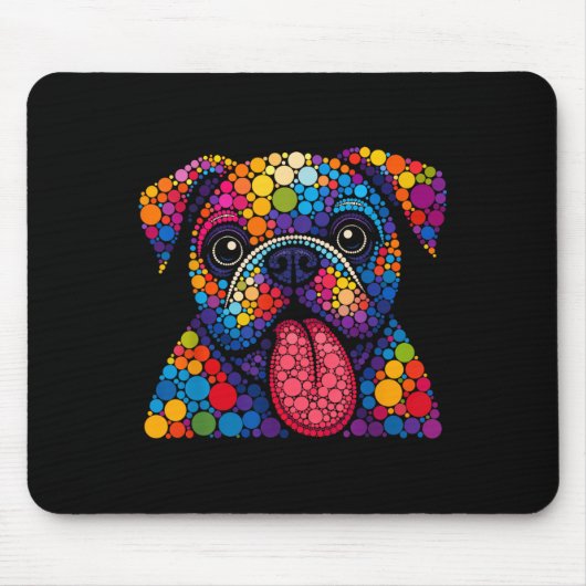 Grappige Bulldog Hondenliefhebbers Polka Dot Happy Muismat (Voorkant)