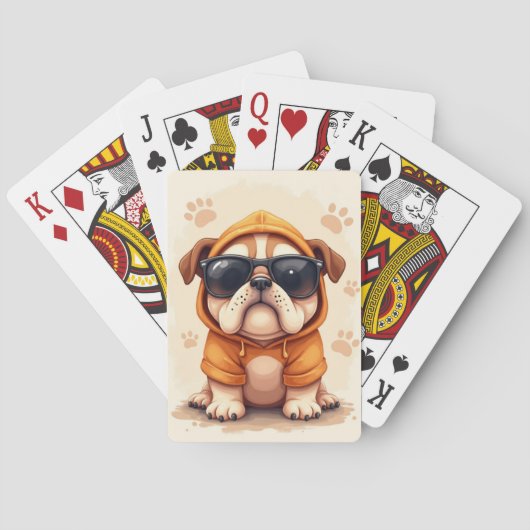 Grappige Bulldog Kawaii Hond Pokerkaarten (Achterkant)