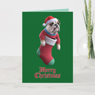 Grappige Bulldog Kerstvakantie Feestdagen Kaart