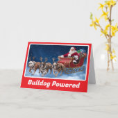 Grappige Bulldog Kerstvakantie Kaart (Gele Bloem)