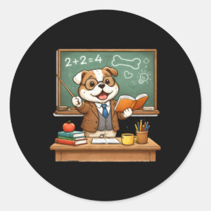 Grappige Bulldog Leert Ontwerp Ronde Sticker