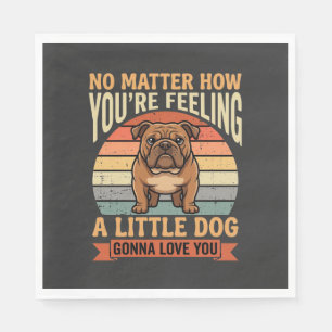 Grappige Bulldog Liefdescitaat Retro Hond Servet