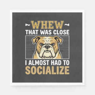 Grappige Bulldog Maakt Contact met Hond Servet