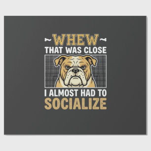 Grappige Bulldog Socialiseer Hond Cadeaupapier