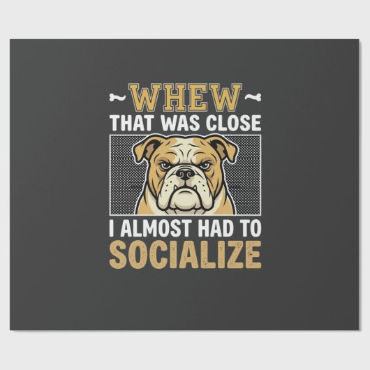 Grappige Bulldog Socialiseer Hond Cadeaupapier (Vlak)