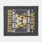 Grappige Bulldog Socialiseer Hond Fleece Deken (Voorkant (Horizontaal))