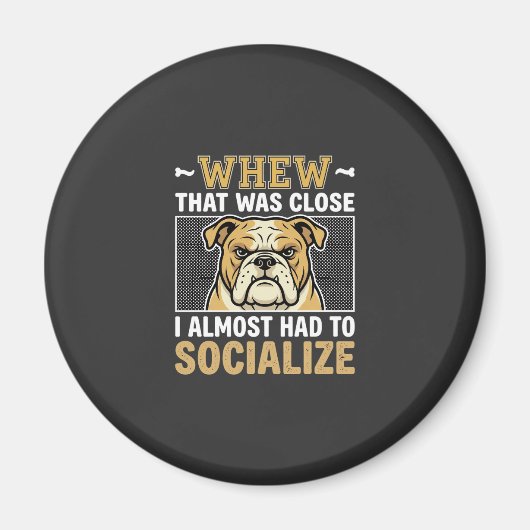 Grappige Bulldog Socialiseer Hond Magneet (Voorkant)