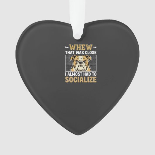Grappige Bulldog Socialiseert Hond Ornament (voorkant)