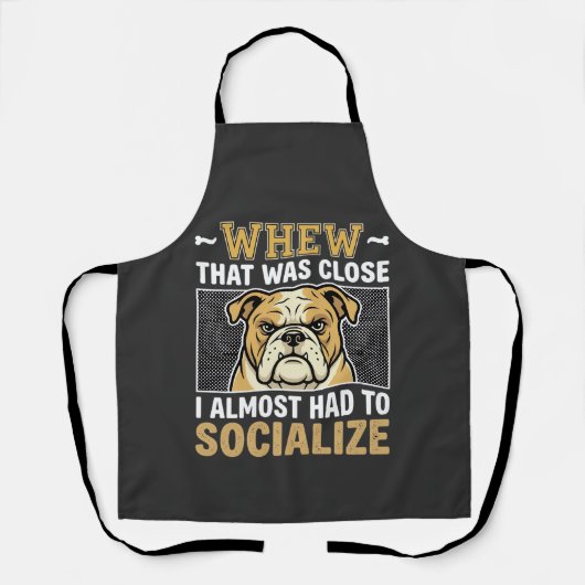 Grappige Bulldog Socialiseert Hond Schort (Voorkant)