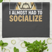 Grappige Bulldog Socialiseert Hond Theedoek (Gevouwen)