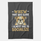 Grappige Bulldog Socialiseert Hond Theedoek (Verticaal)