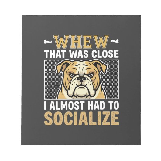 Grappige Bulldog Socialiseren Hond Notitieblok (Voorkant)