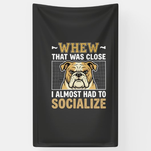 Grappige Bulldog Socialiseren Hond Spandoek (Verticaal)
