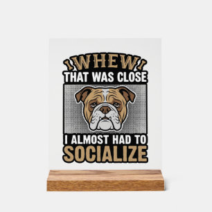 Grappige Bulldog Socialiseren Vintage Vector T-Shi Acryl Bord