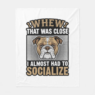 Grappige Bulldog Socialiseren Vintage Vector T-shi Fleece Deken