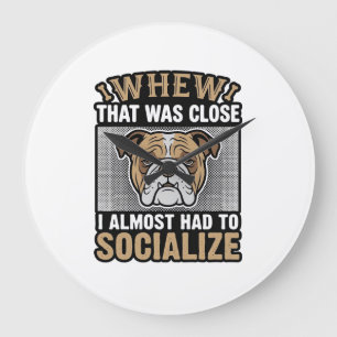 Grappige Bulldog Socialiseren Vintage Vector T-shi Grote Klok