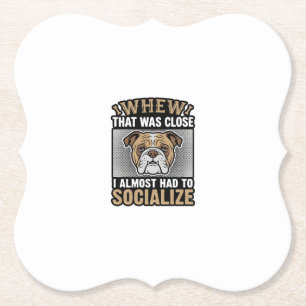 Grappige Bulldog Socialiseren Vintage Vector T-shi Kartonnen Onderzetters