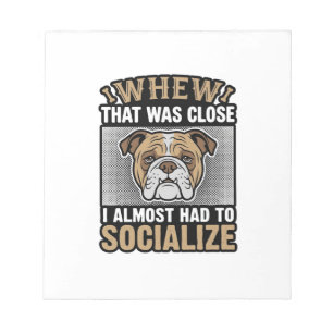 Grappige Bulldog Socialiseren Vintage Vector T-shi Notitieblok