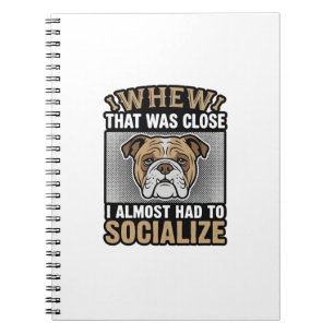 Grappige Bulldog Socialiseren Vintage Vector T-shi Notitieboek