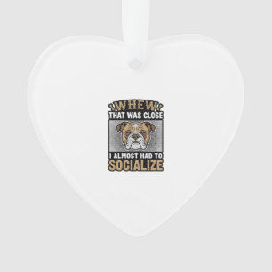 Grappige Bulldog Socialiseren Vintage Vector T-shi Ornament