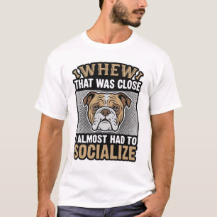 Grappige Bulldog Socialiseren Vintage Vector T-shi T-shirt