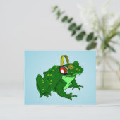 Grappige Bullfrog met hoofdtelefoon Briefkaart (Staand voorkant)