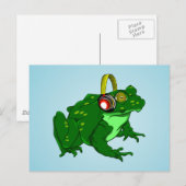 Grappige Bullfrog met hoofdtelefoon Briefkaart (Voorkant / Achterkant)