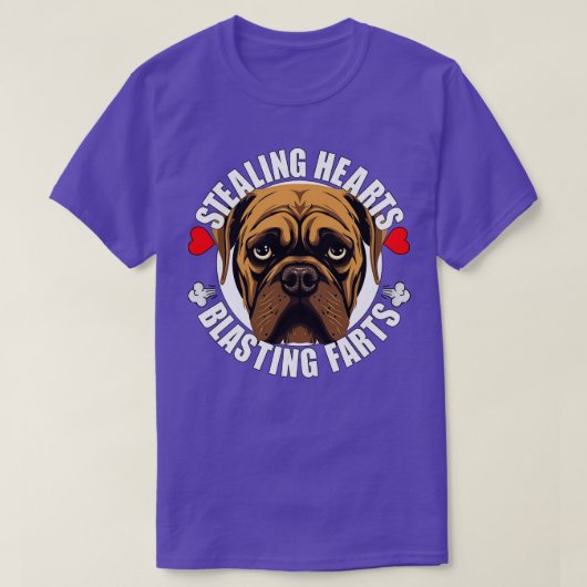 Grappige Bullmastiff Stealing Harten Blasting Sche T-shirt (Design voorkant)
