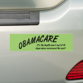 Grappige bumpersticker tegen Obamacare en Obama (Op auto)