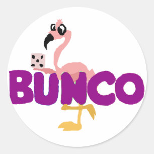 Grappige Bunco Dice Game en Pink Flamingo Ronde Sticker