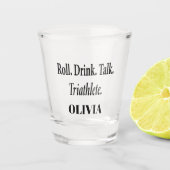 Grappige Bunco Speler Geborduurd Shot Glas (Voorkant)