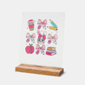 Grappige Bunny Coquette Strik Konijn Leraar Pasen  Acryl Bord (Hoek)