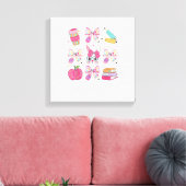 Grappige Bunny Coquette Strik Konijn Leraar Pasen Canvas Afdruk (Insitu (Woonkamer))