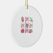 Grappige Bunny Coquette Strik Konijn Leraar Pasen Keramisch Ornament (Rechts)