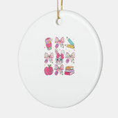 Grappige Bunny Coquette Strik Konijn Leraar Pasen Keramisch Ornament (Links)