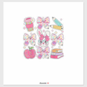 Grappige Bunny Coquette Strik Konijn Leraren Pasen Sticker