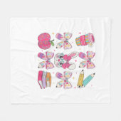 Grappige Bunny Coquette Strik Konijn Lerares Pasen Fleece Deken (Voorkant (Horizontaal))