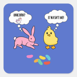 Grappige Bunny en Kuiken Shirt voor Pasen Vierkante Sticker