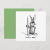 Grappige bunny hand getekend om te zeggen bedankkaart (Voorkant / Achterkant)