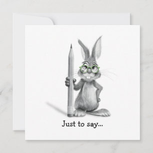 Grappige bunny hand getekend om te zeggen bedankkaart