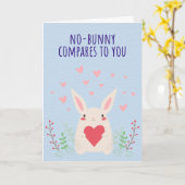 Grappige Bunny Konijn Valentijnskaart Kaart (Gele Bloem)