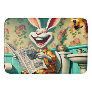 Grappige Bunny op Toilet Badkamer Art Badmat
