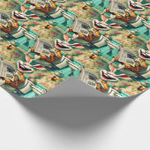 Grappige Bunny op Toilet Badkamer Art Cadeaupapier (Hoek)