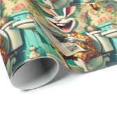 Grappige Bunny op Toilet Badkamer Art Cadeaupapier (Rol Hoek)