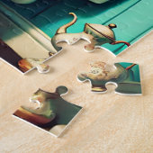 Grappige Bunny op Toilet Badkamer Art Legpuzzel (Zijkant)