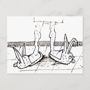Grappige Bunny-pantoffels Cartoon Briefkaart