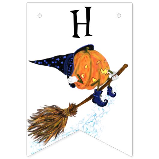 Grappige Bunting Vlaggen Halloween Heks Pompoen Vl Vlaggetjes (Tweede vlag)