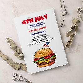 Grappige burger american flag plaid bbq 4th of Jul Kaart